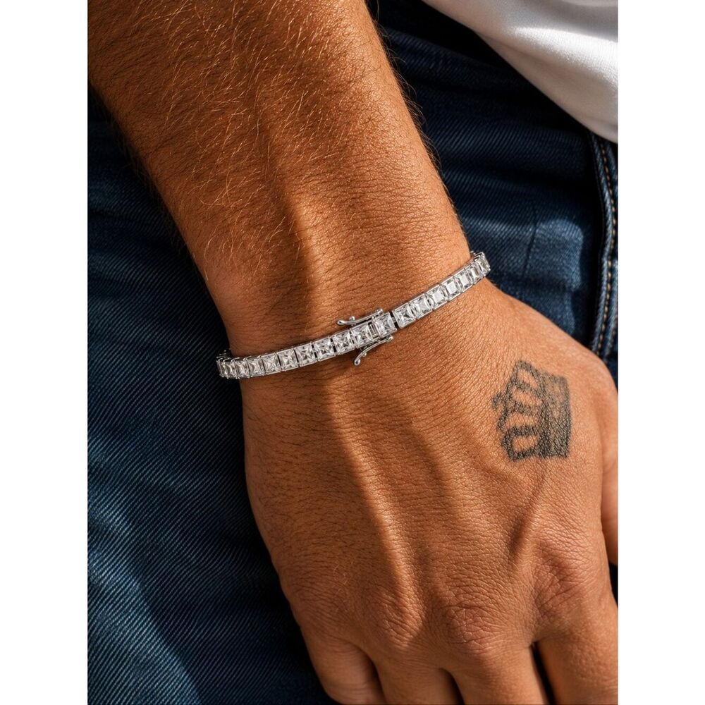 Asscher Cut Simulated Diamond Tennis Bracelet